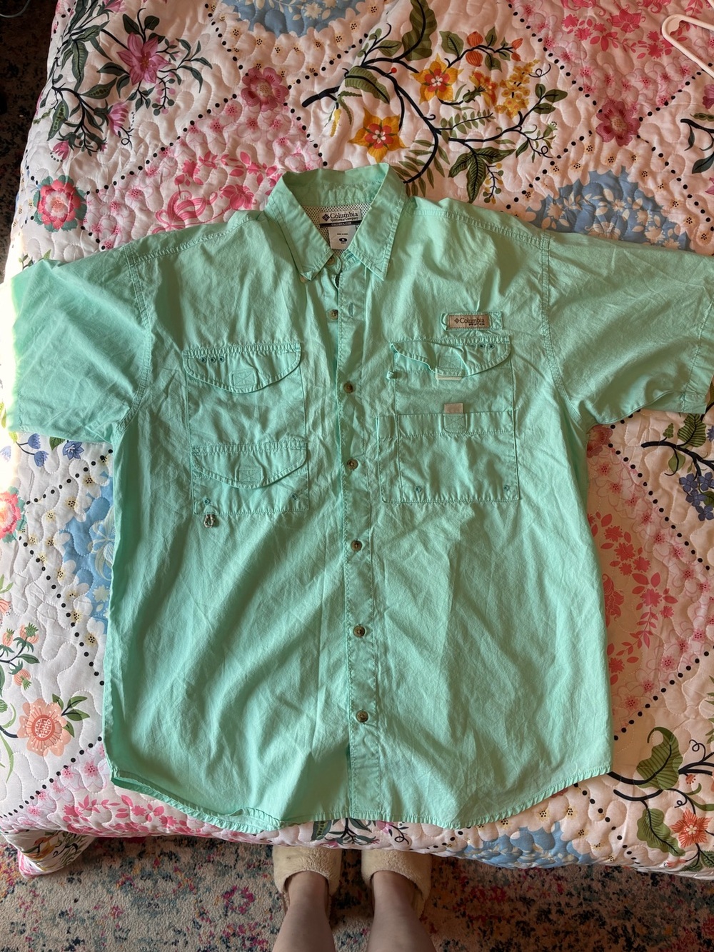 Columbia Men’s Short-Sleeve Fishing Shirt - Aqua Green